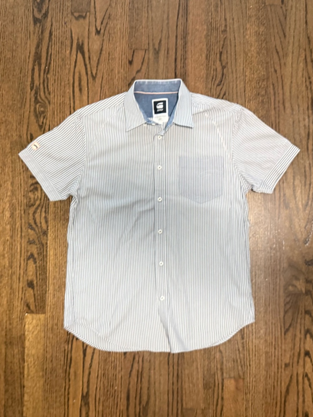 Men’s G-Star Raw striped short sleeve button down, XL